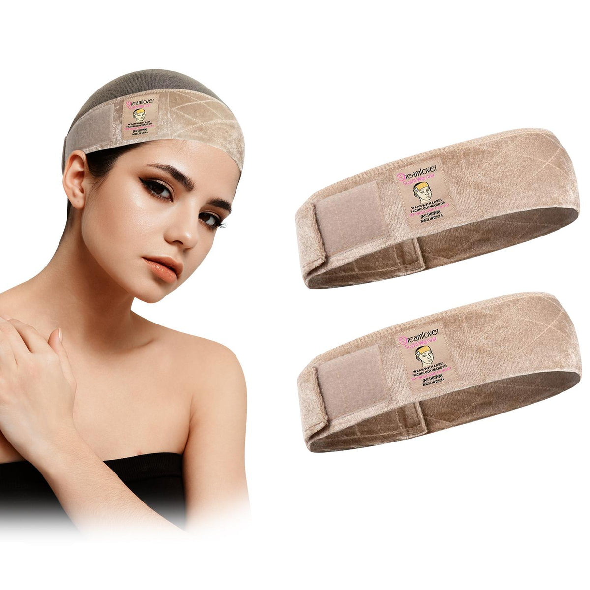 Dreamlover Bandeau Adhésif pour Perruque Marron Noir 2 Pièces pour Femmes Bandeau Réglable pour Maintenir les Perruques en Place Antidérapant Confortable Respirant Outil de Coiffure