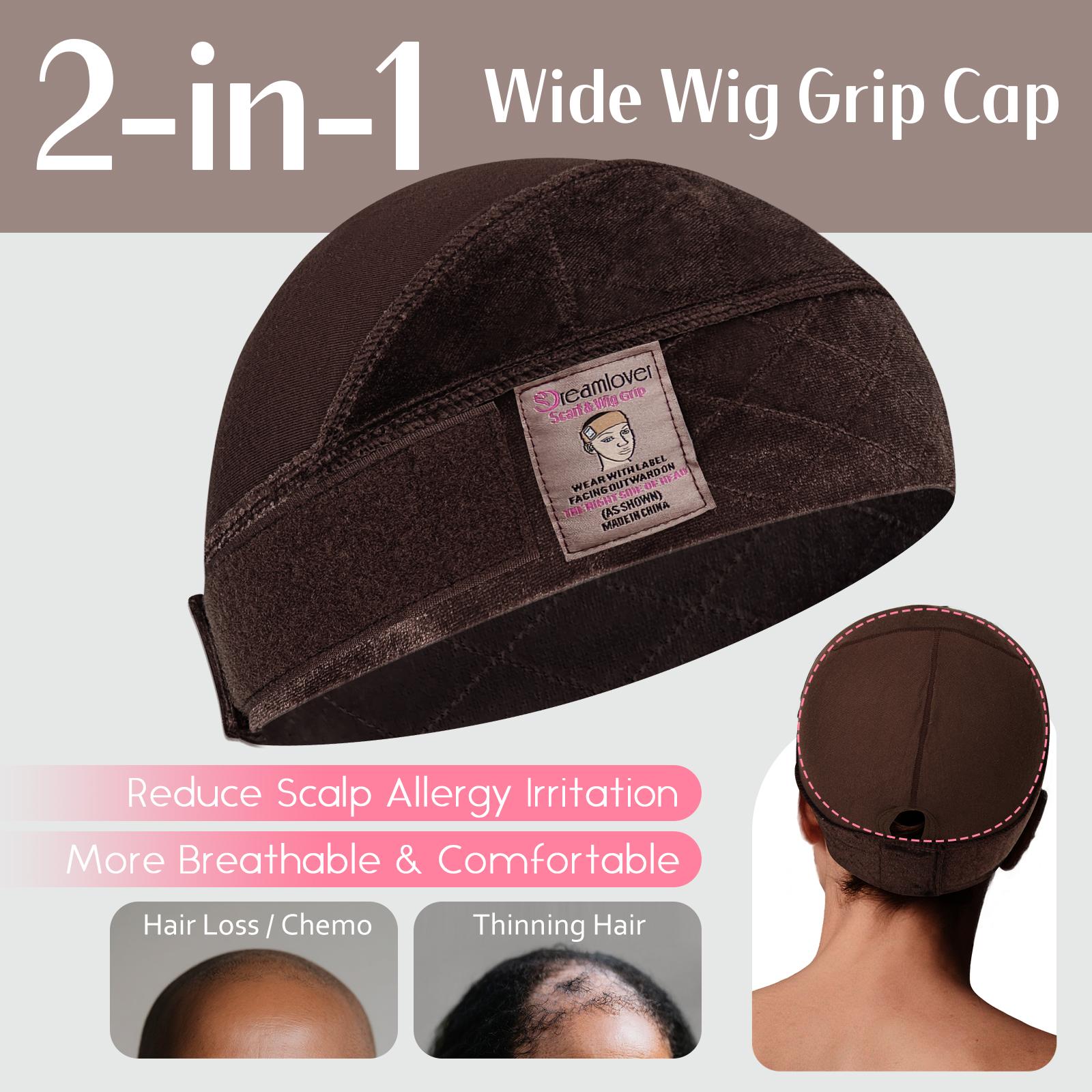 Dreamlover 2-in-1 Non Slip Wig Caps with Velvet Wig Grip Band for Women, Wide Wig Grip Cap for Glueless Wigs