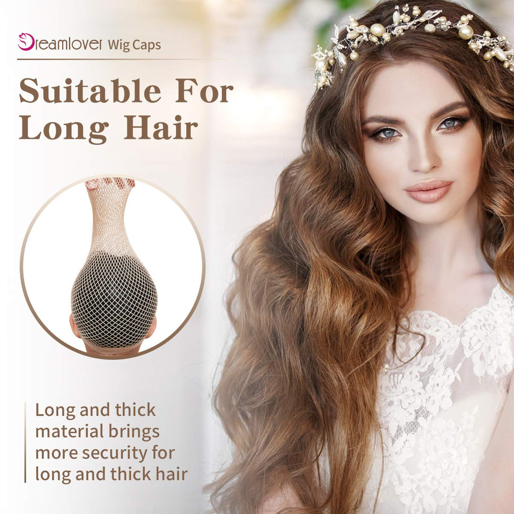Dreamlover Black Wig Cap for Women Lace Front, Mesh Wig Cap for Long Hair, 2 Pieces
