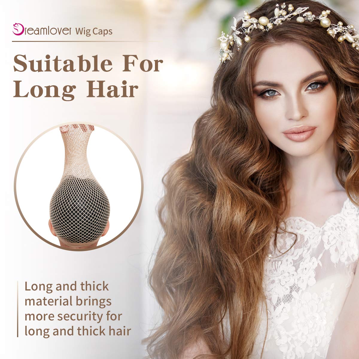 Dreamlover Black Wig Cap for Women Lace Front, Mesh Wig Cap for Long Hair, 2 Pieces