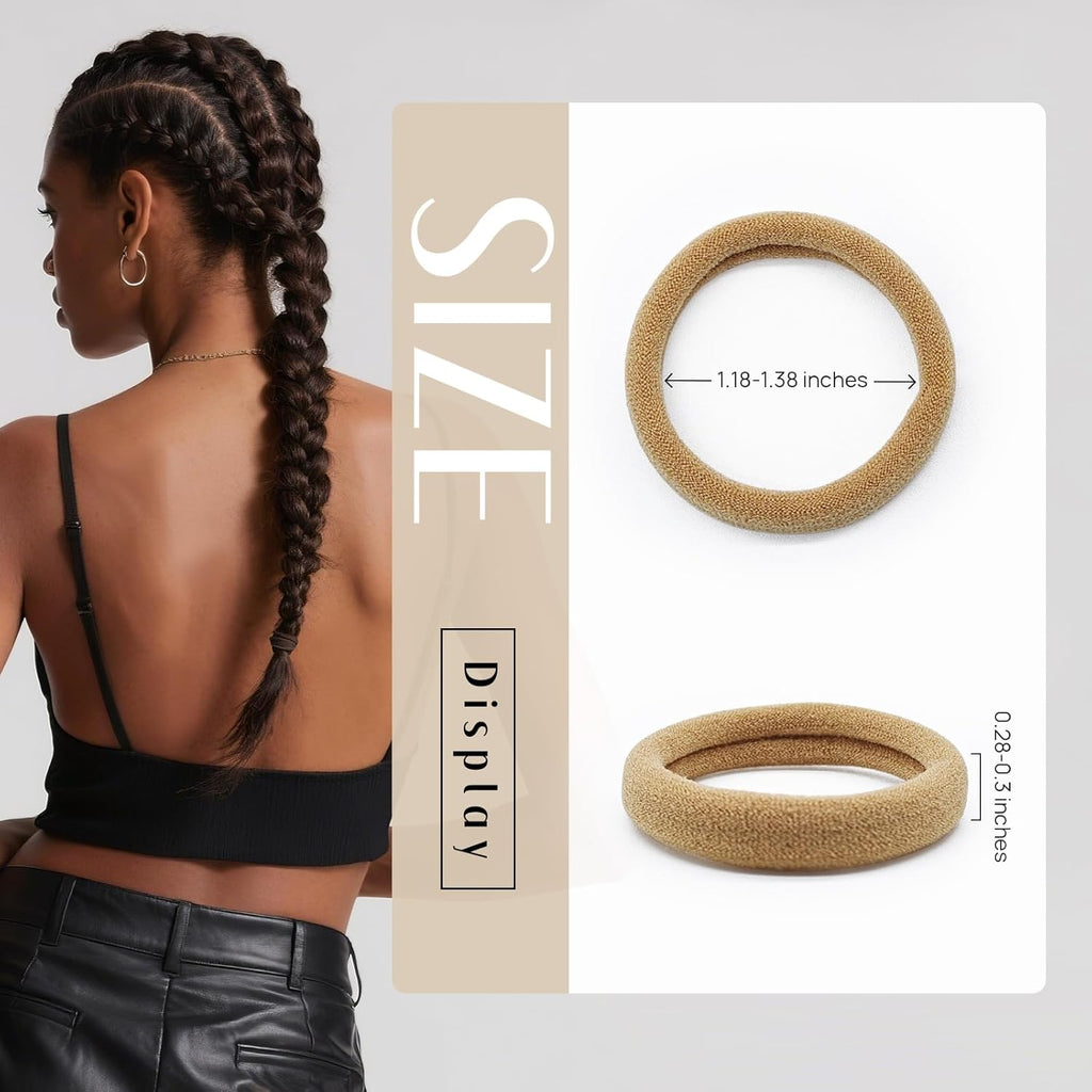 Dreamlover Seamless Hair Ties for Thick Hair, Stretchy, Durable Ponytail Holders, Ideal Gift for All Ages, Perfect for Gym or Home Use, Neutral Color, 50 Pieces