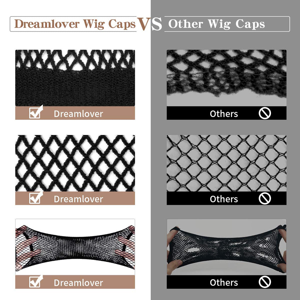 Dreamlover Black Wig Cap for Women Lace Front, Mesh Wig Cap for Long Hair, 2 Pieces