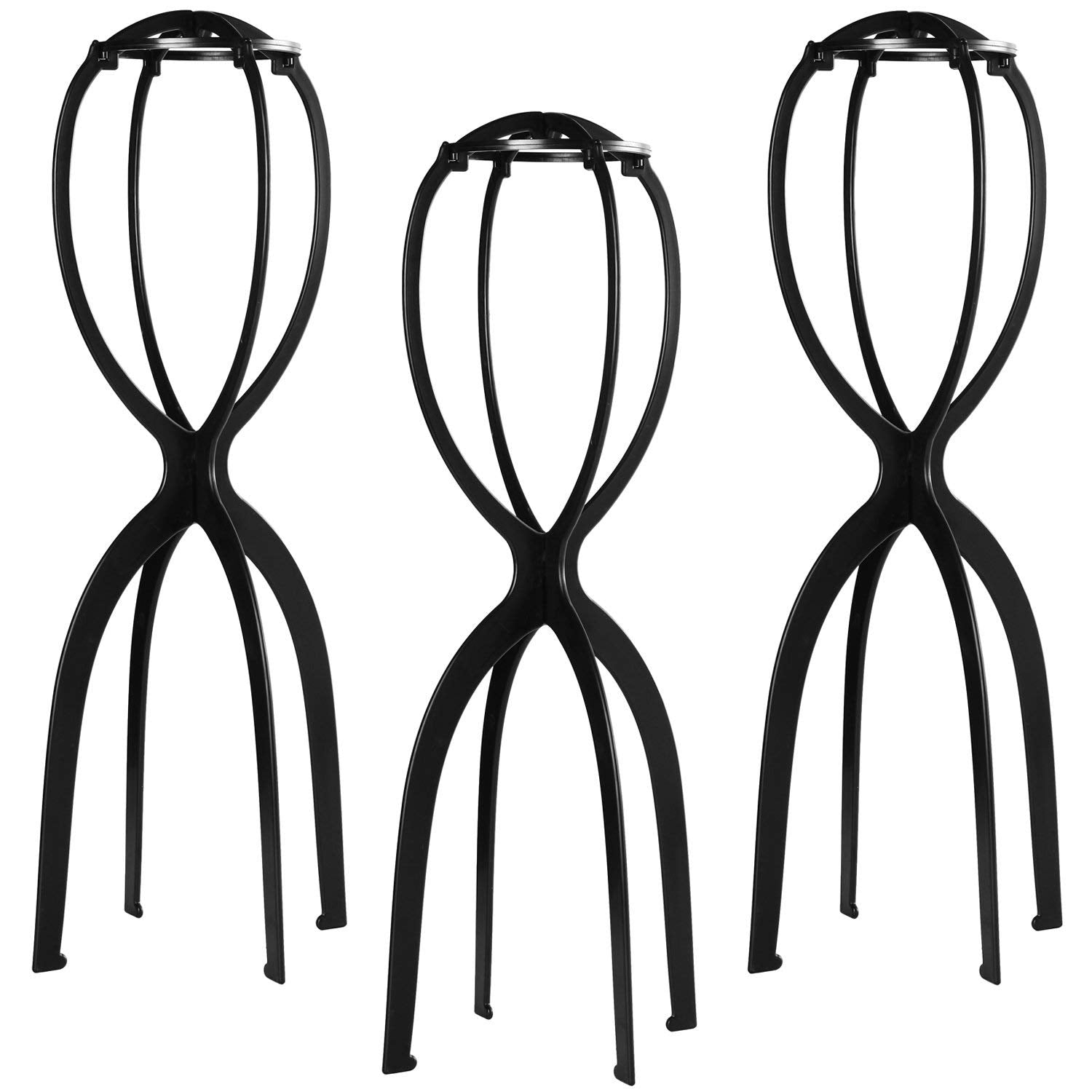 Dreamlover Wig Stand, Wig Head Stand, Wig Holder for Multiple Wigs, Black, 3 Pack