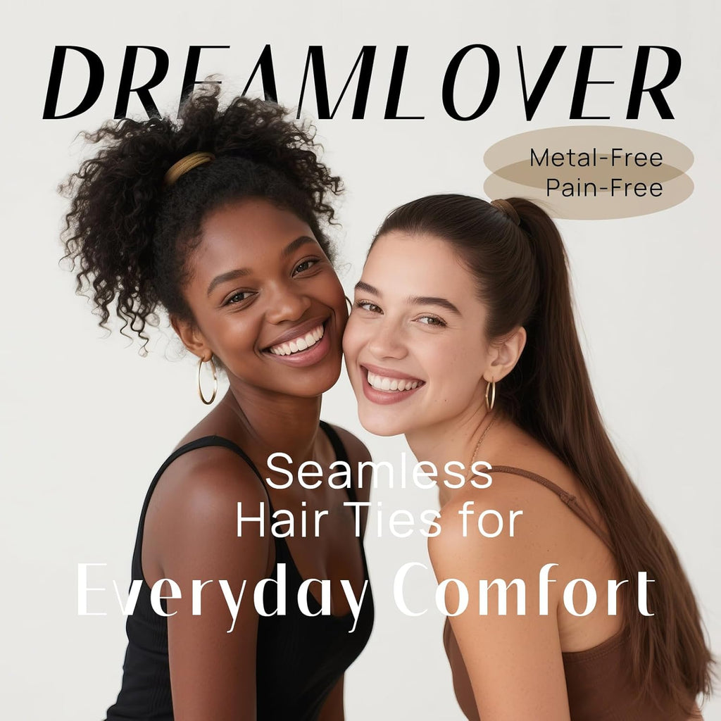 Dreamlover Seamless Hair Ties for Thick Hair, Stretchy, Durable Ponytail Holders, Ideal Gift for All Ages, Perfect for Gym or Home Use, Neutral Color, 50 Pieces