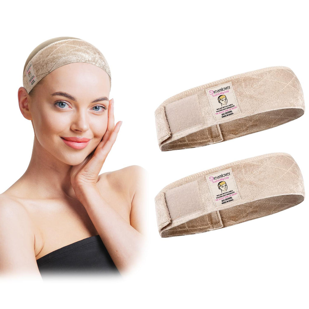 Dreamlover Bandeau Adhésif pour Perruque Marron Noir 2 Pièces pour Femmes Bandeau Réglable pour Maintenir les Perruques en Place Antidérapant Confortable Respirant Outil de Coiffure