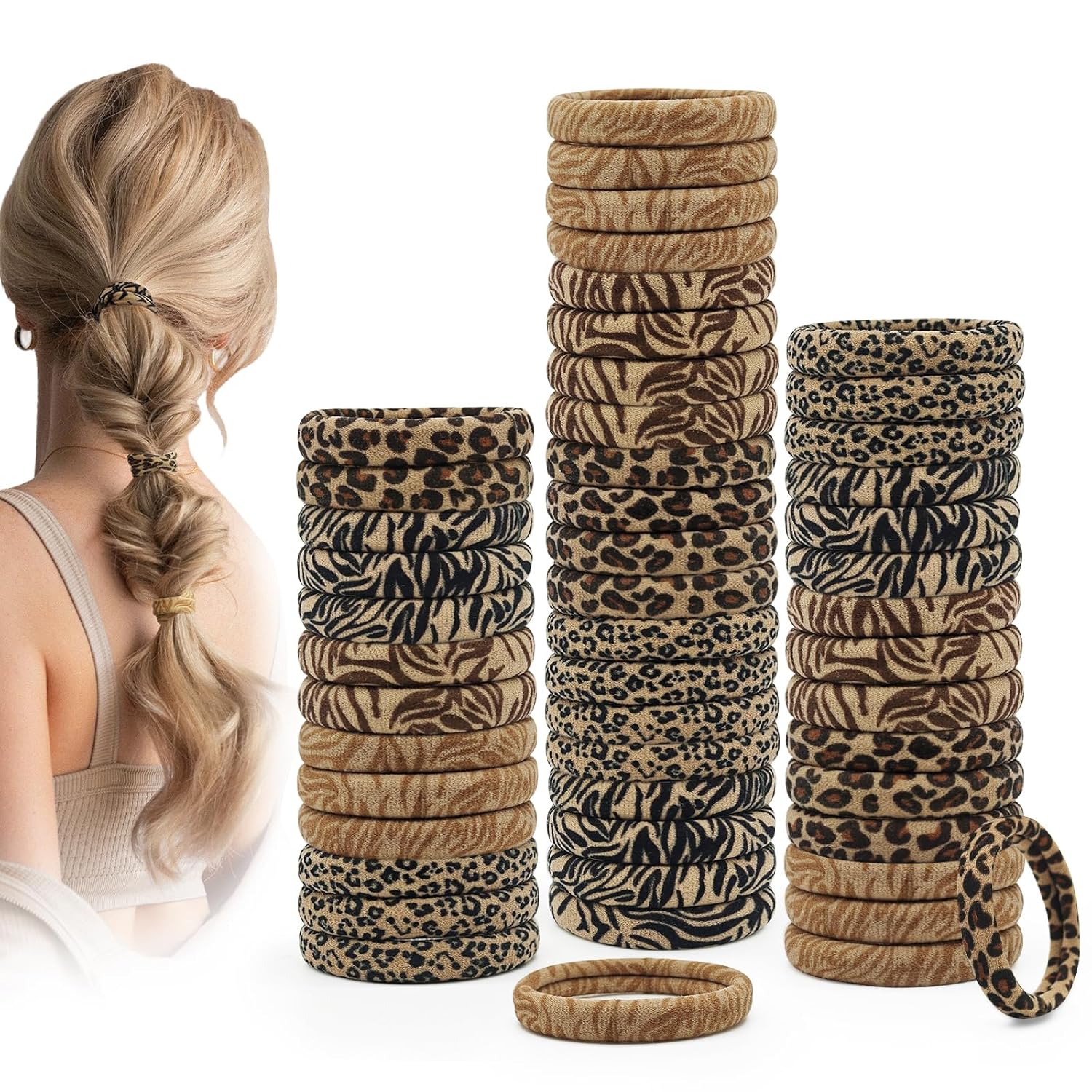 Dreamlover Seamless Hair Ties for Thick Hair, Stretchy, Durable Ponytail Holders, Ideal Gift for All Ages, Perfect for Gym or Home Use, Neutral Color, 50 Pieces
