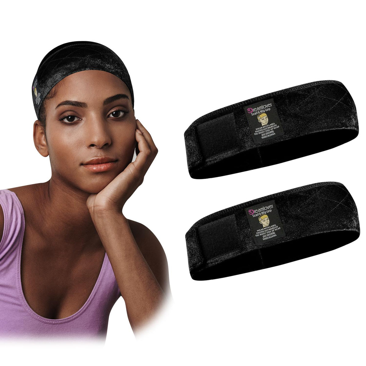 Dreamlover Bandeau Adhésif pour Perruque Marron Noir 2 Pièces pour Femmes Bandeau Réglable pour Maintenir les Perruques en Place Antidérapant Confortable Respirant Outil de Coiffure